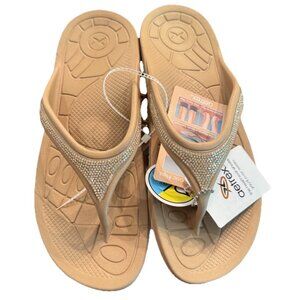 Aetrex Women's Size 11 Fiji Sparkle Champagne Orthotic Flips